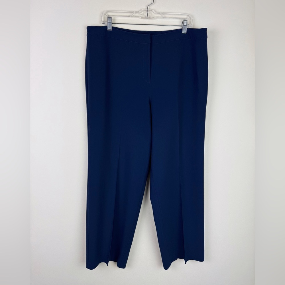 St John Crepe Blue Straight Leg Ankle Pants